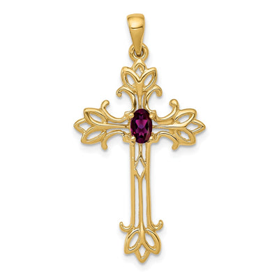 14K gold garnet oval pendant
