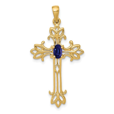 14K gold sapphire oval pendant
