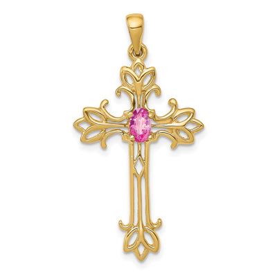 14K gold sapphire oval pendant