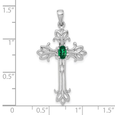 14K White Gold Oval Mount St. Helens cross pendant