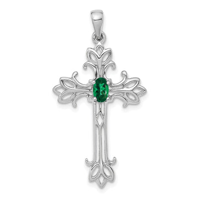 14K white gold oval pendant