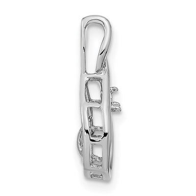 14K White Gold Holds Pearl & Diamond Pendant Mounting