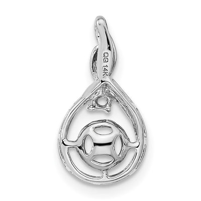 14K White Gold Holds Pearl & Diamond Pendant Mounting