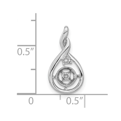 14K White Gold Holds Pearl & Diamond Pendant Mounting