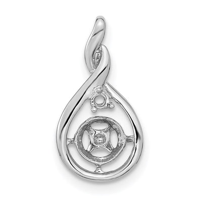 14K White Gold Holds Pearl & Diamond Pendant Mounting