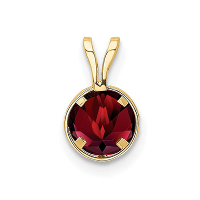 14K Garnet bezel pendant, 12 x 7mm