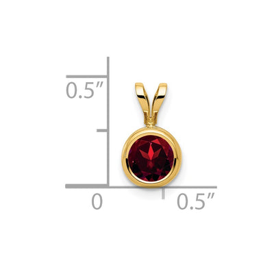 14K Garnet bezel pendant, 12 x 7mm