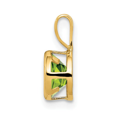14K Peridot bezel pendant, 12 x 7mm