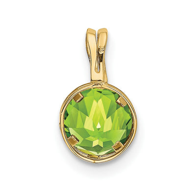 14K Peridot bezel pendant, 12 x 7mm