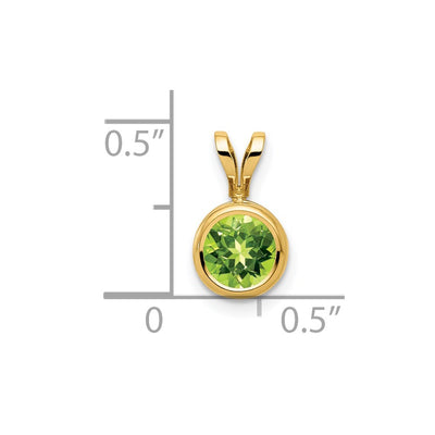 14K Peridot bezel pendant, 12 x 7mm