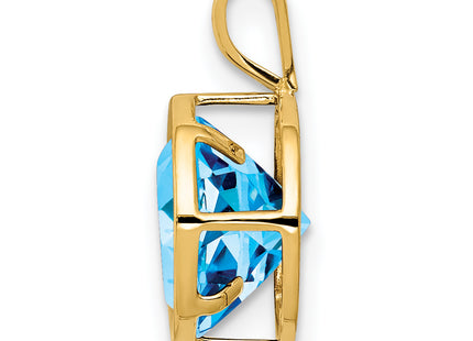 14k Blue Topaz bezel pendant, 13 x 9mm
