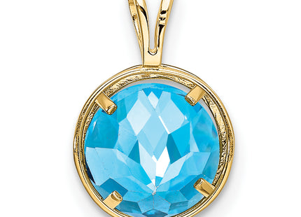 14k Blue Topaz bezel pendant, 13 x 9mm