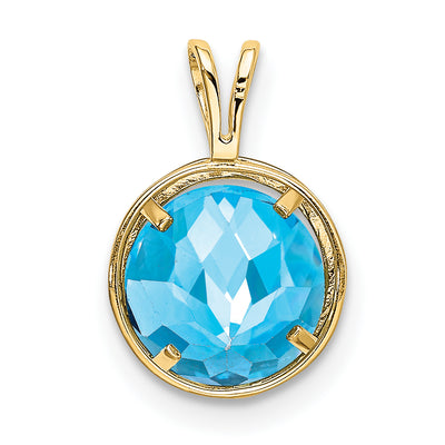 14K Blue Topaz bezel pendant, 13 x 9mm