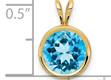 14k Blue Topaz bezel pendant, 13 x 9mm