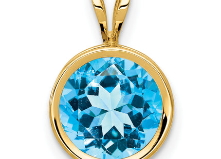 14k Blue Topaz bezel pendant, 13 x 9mm