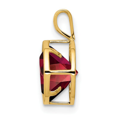 14K Garnet bezel pendant, 13 x 9mm