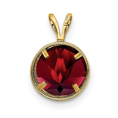 14K Garnet bezel pendant, 13 x 9mm