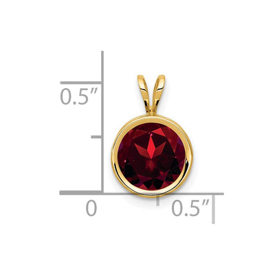 14K Garnet bezel pendant, 13 x 9mm