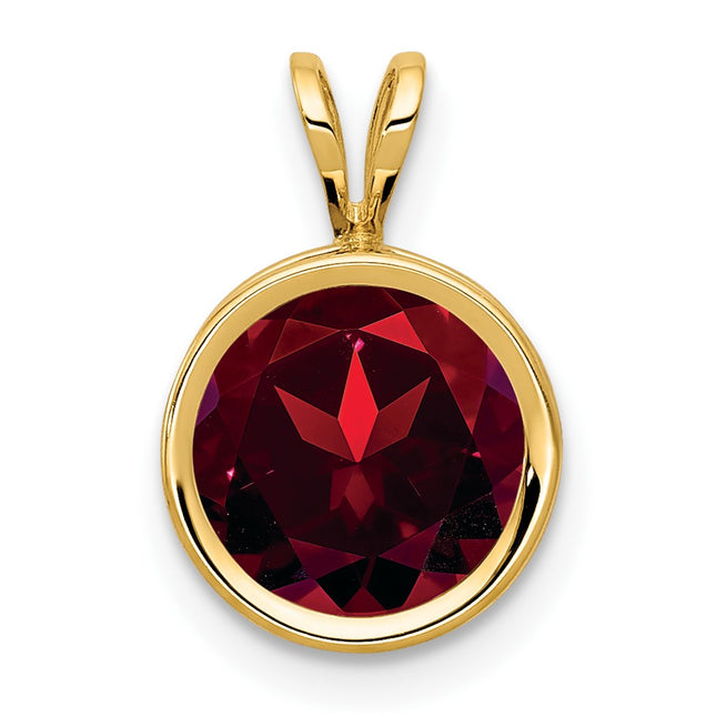 14k Garnet bezel pendant, 13 x 9mm