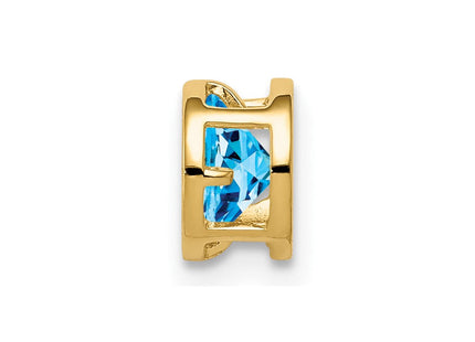 14K gold blue topaz pendant, alternate view