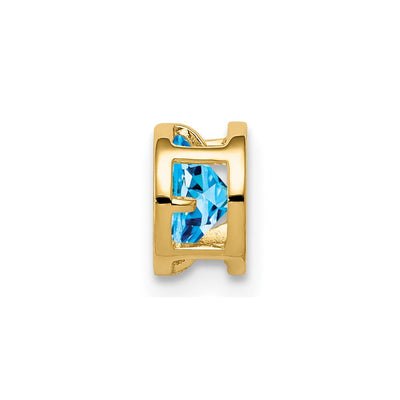 14K Blue Topaz bezel pendant, 7 x 7mm