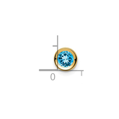 14K Blue Topaz bezel pendant, 6 x 6mm