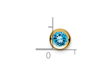 14K gold blue topaz pendant, further view