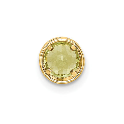 14K Peridot bezel pendant, 6 x 6mm