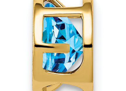 14k Blue Topaz bezel pendant, 7 x 7mm