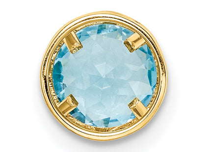 14k Blue Topaz bezel pendant, 7 x 7mm