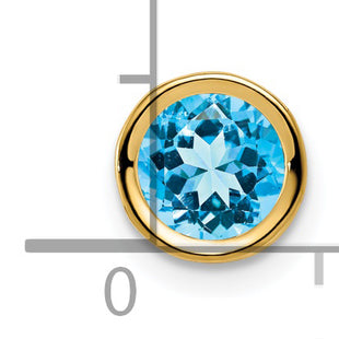14k Blue Topaz bezel pendant, 7 x 7mm