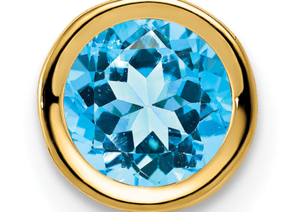 14k Blue Topaz bezel pendant, 7 x 7mm