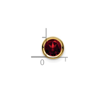 14K Garnet bezel pendant, 7 x 7mm