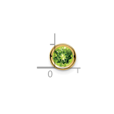 14K Peridot bezel pendant, 7 x 7mm