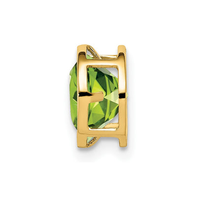 14K Peridot bezel pendant, 8 x 8mm