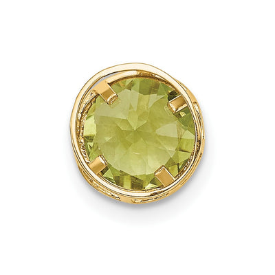 14K Peridot bezel pendant, 8 x 8mm
