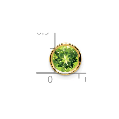 14K Peridot bezel pendant, 8 x 8mm