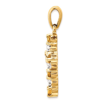 14K Citrine and Diamond Cross Pendant