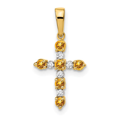 14K gold diamond cross pendant