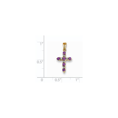 14K Amethyst and Diamond Cross Pendant