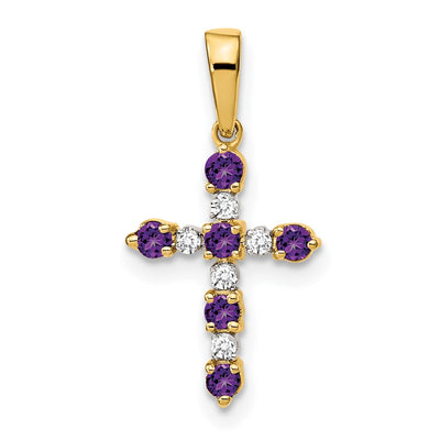 14K gold diamond cross pendant