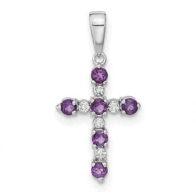 14K white gold diamond cross pendant