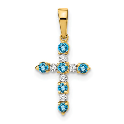 14K gold diamond cross pendant