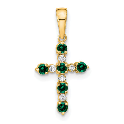 14K gold diamond cross pendant