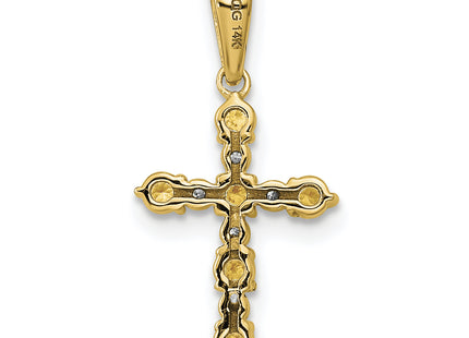 14k Citrine and Diamond Cross Pendant