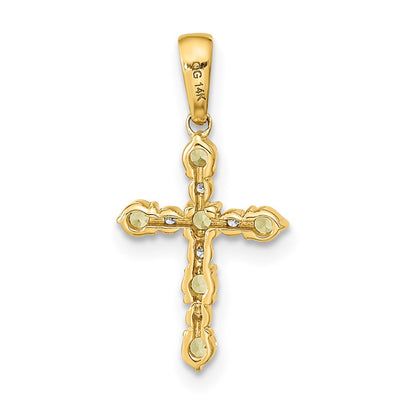 14K Peridot and Diamond Cross Pendant