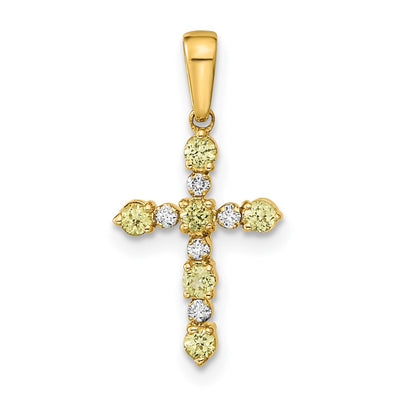 14K gold diamond cross pendant