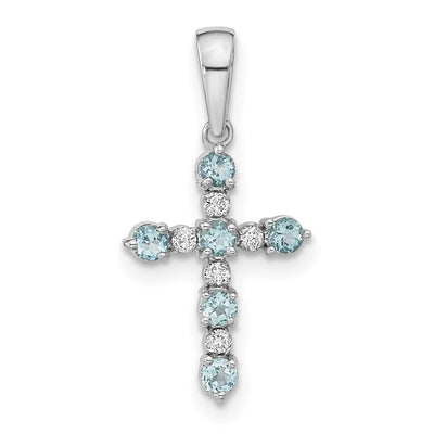 14K white gold diamond cross pendant