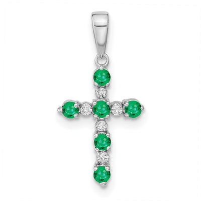 14K white gold diamond cross pendant