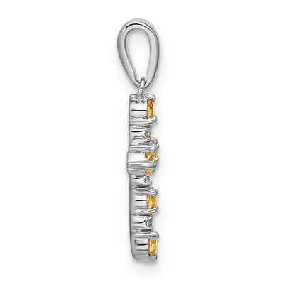 14K White Gold Citrine and Diamond Cross Pendant